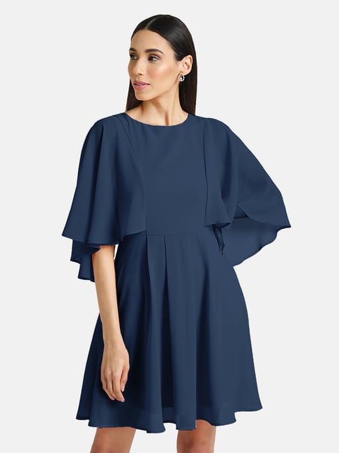 Kazo Blue Solid Shift Dress Price in India