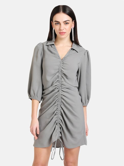 Kazo Grey Solid Shift Dress