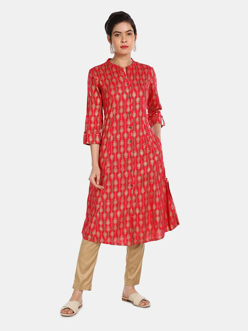 Karigari Red Printed Kurta