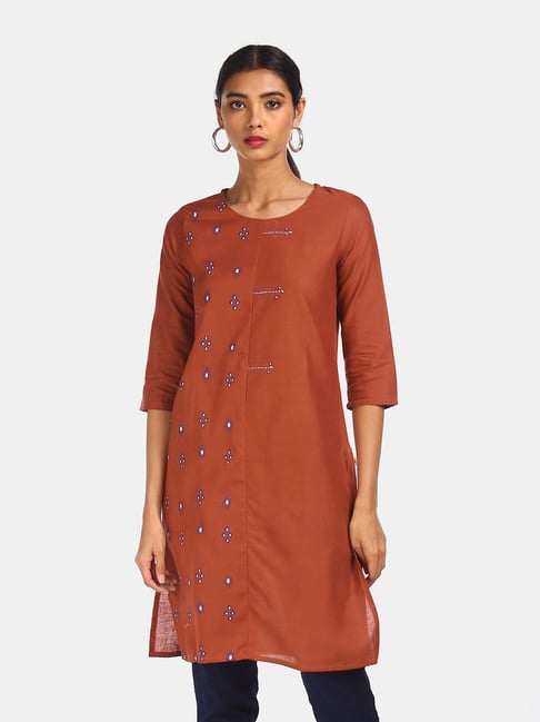 Karigari Brown Printed Kurta