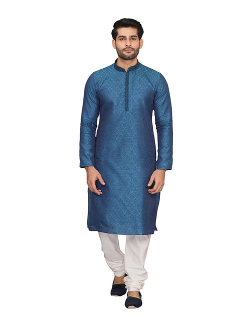 Buy Feroze Blue Chikankari Kurta Set Online in India @Manyavar - Kurta  Pajama for Men