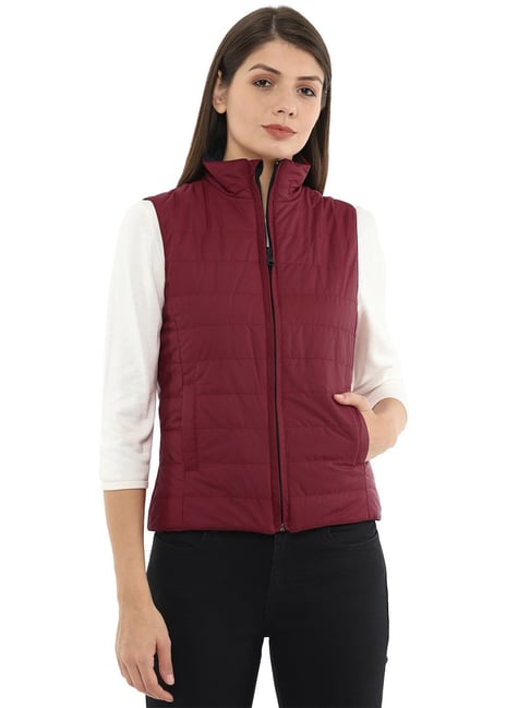 Buy Van Heusen Maroon Navy Quilted Reversible Jacket for Women