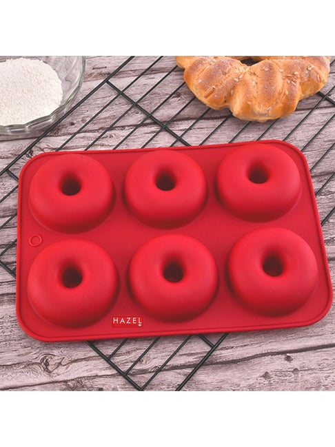 HAZEL Red Silicone 6 Cavity Donut Mould (20 ml) - Set of 1