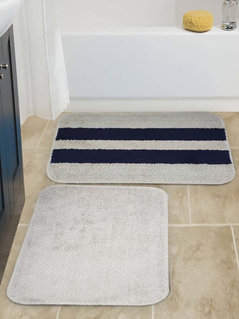 HOSTA HOMES Grey Microfibre 400 GSM Anti-Skid Bath Mats - Set of 2