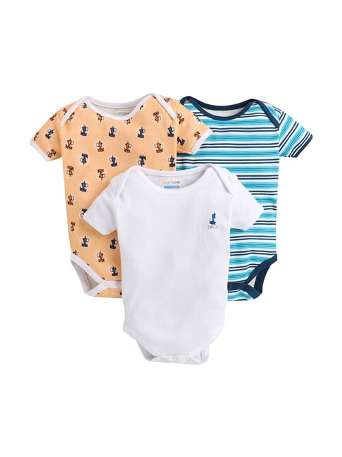 Buy Bumzee Kids Peach White Bodysuits Pack of for Infant