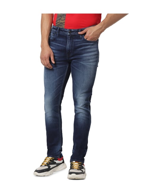 Jack & Jones Blue Lightly Washed Skinny Fit Jeans