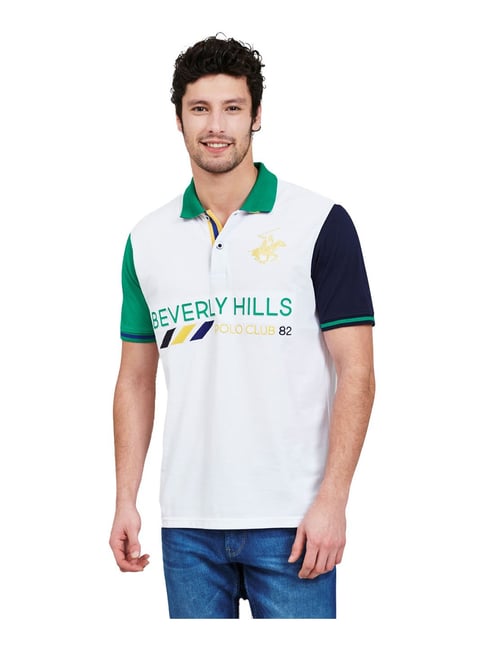 Beverly Polo Club White Printed Polo T-Shirt for Men Online Tata CLiQ
