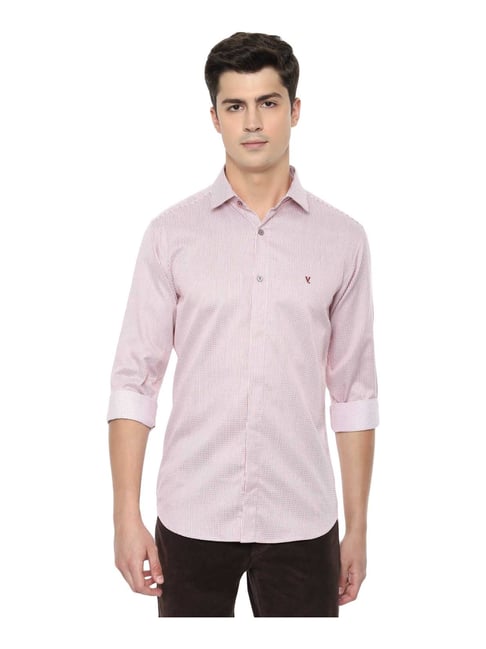 Van Heusen Pink Cotton Slim Fit Striped Shirt