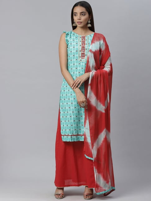 Buy Chhabra 555 Blue Printed Kurta With Skirt & Dupatta for Women's Online  @ Tata CLiQ