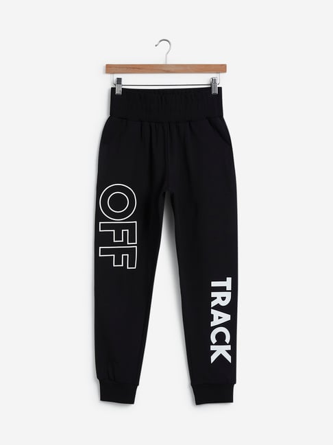 Buy Studiofit by Westside Black Text Design Joggers for Women