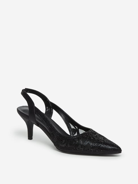 Buy LUNA BLU by Westside Black Rhinestone Pointed-Toe Pumps Online