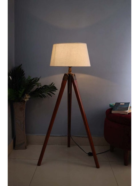 Homesake Brown Wooden Floor Lamp, Distressed Wood Floor Lamp