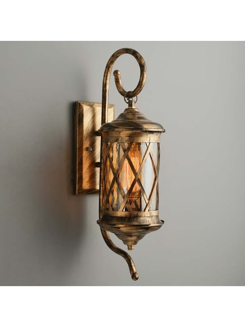 Homesake Golden Metal & Glass Rustic Wall Lamp - Set of 1 (Bulb not included)