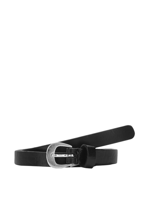 Aditi Wasan Black Leather Narrow Belt for Women