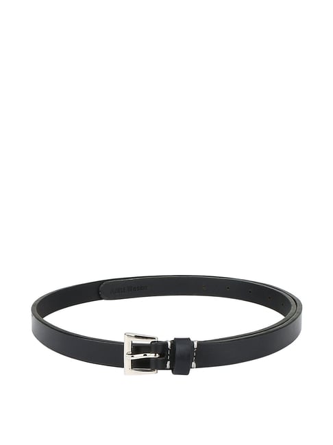 Aditi Wasan Black Leather Narrow Belt for Women