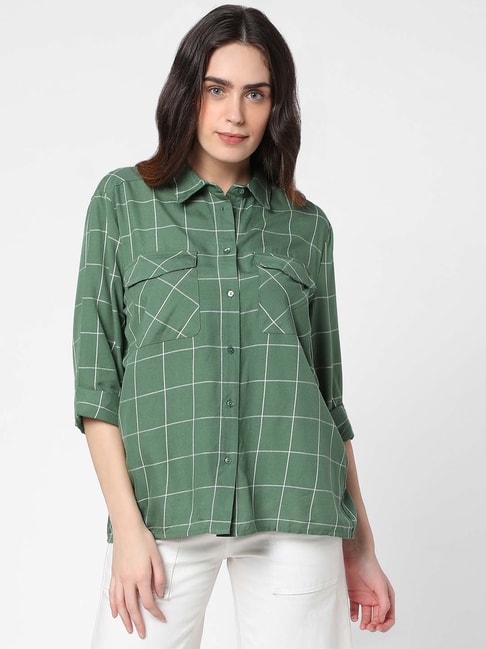 Vero Moda Green Chequered Shirt Price in India