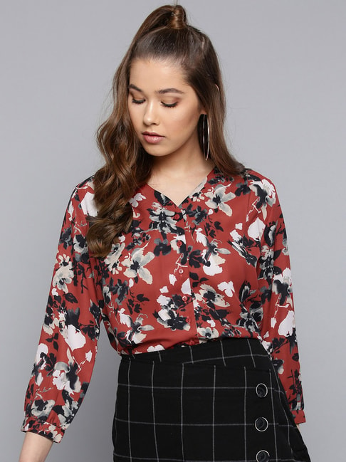 Harpa Rust Floral Print Shirt Price in India