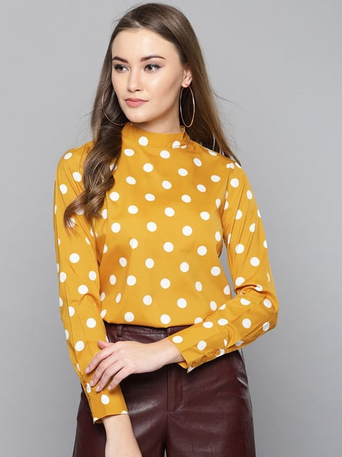 Harpa Mustard Polka Dot Top