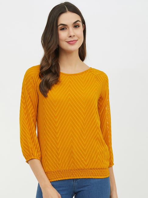 Buy Harpa Mustard Self Design Top for Women Online Tata CLiQ