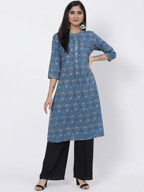 Biba Blue Printed Kurta