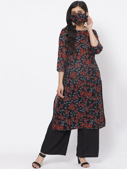 Biba Black Printed Kurta