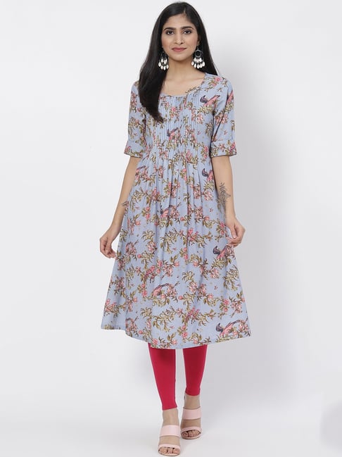 Biba Blue Printed Kurta