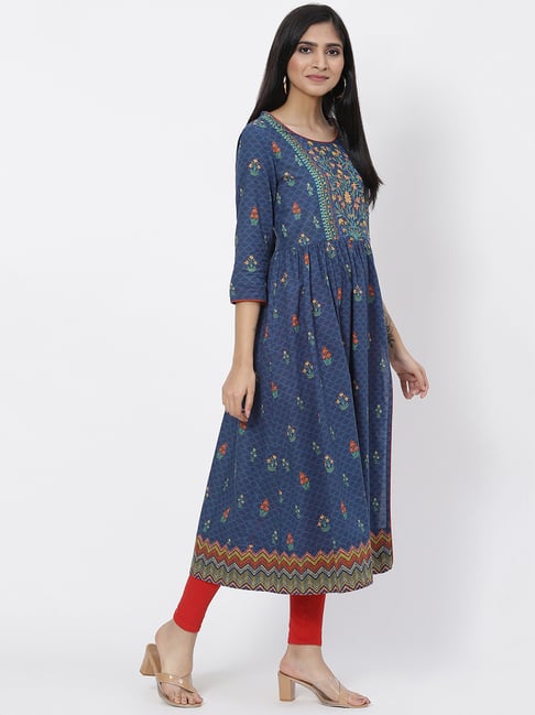 Buy Biba Blue Printed Kurta for Women's Online @ Tata CLiQ