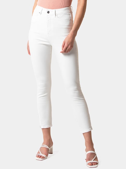 Florence White High Rise Crop Jeans 