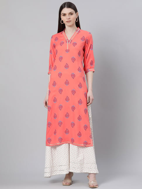 Gerua Red Printed Straight Kurta Price in India