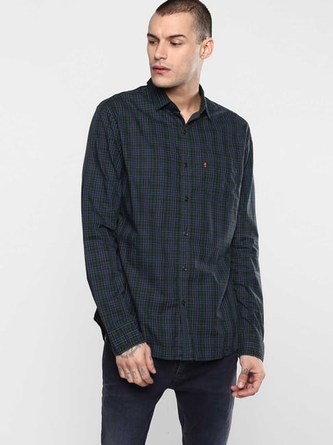 levis green check shirt