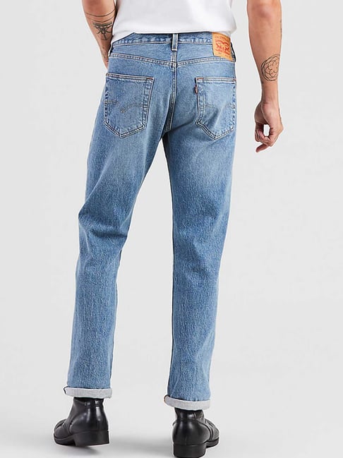Buy Levi's 501 Blue Straight Fit Mid Rise Jeans for Men Online