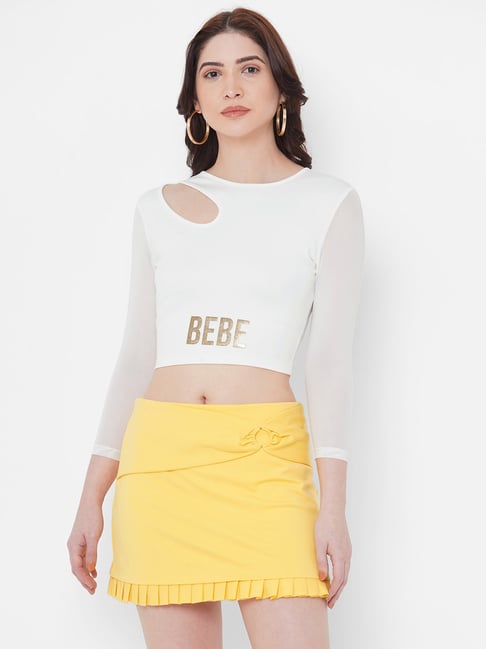Buy Bebe Snow White Logo Print Crop Top from top Brands at Best