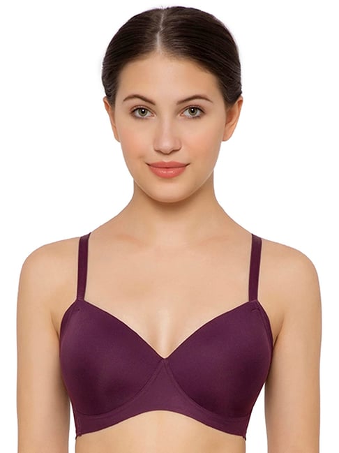 Wacoal Smoothen Padded Non-Wired Full Coverage Everyday T-Shirt  Bra - Purple Price in India
