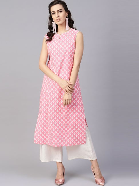 pink straight kurta