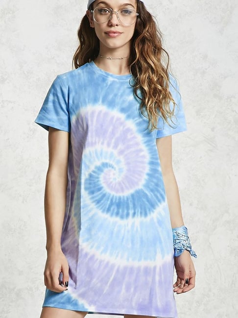 Tshirt Dresses Blue Tie Dye Long Sleeve Dress Buy Forever 21 Blue