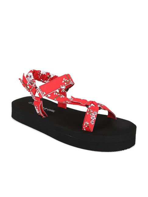 Truffle Girl by Truffle Collection Women's Red Ankle Strap Sandals