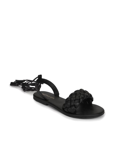 Truffle Girl by Truffle Collection Women's Black Sling Back Sandals