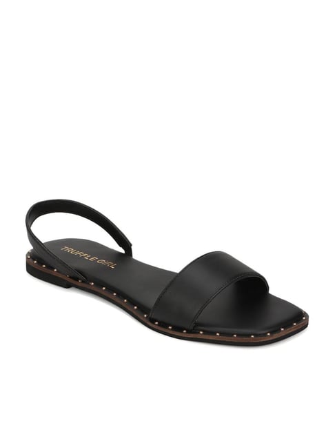 Truffle Girl by Truffle Collection Women's Black Sling Back Sandals