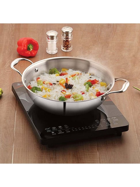 Femora Silver Triply Steel 260 mm Kadai (2500 ml) - Set of 1