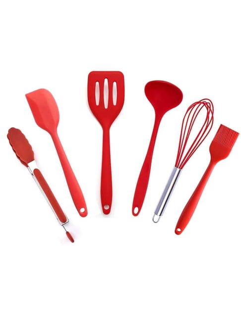 Femora Red Silicone 6 Piece Kitchen Tool Set-Femora-HomeFurnishing-TATA CLIQ