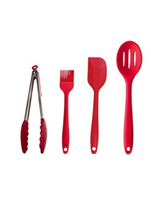 Femora Red Silicone 4 Piece Kitchen Tool Set-Femora-HomeFurnishing-TATA CLIQ