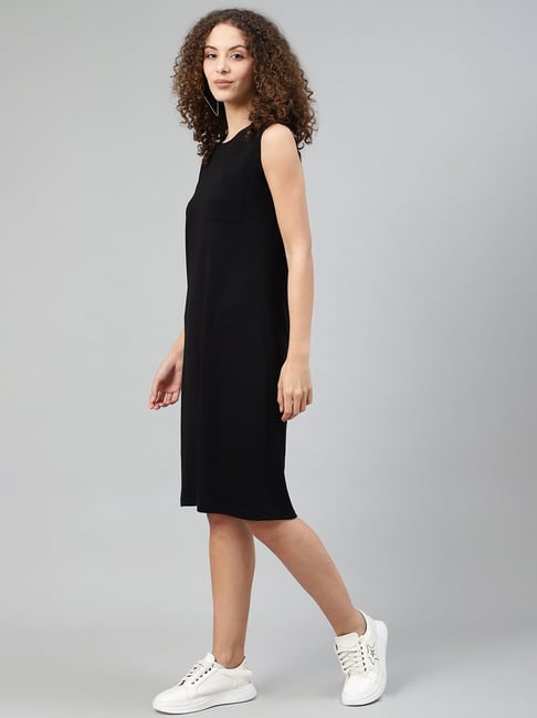 Buy Femella Black Midi Shift Dress Online At Best Prices Tata Cliq