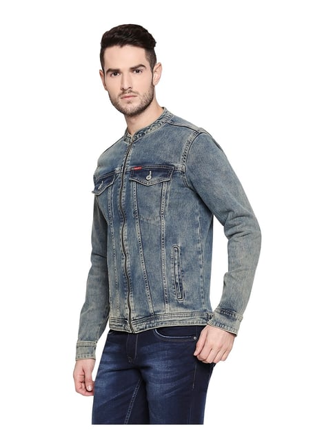 chinese collar denim jacket