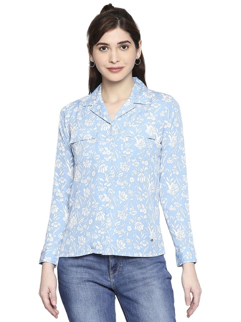 Lee Cooper Blue Cotton Floral Print Shirt Price in India