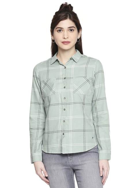 Lee Cooper Green Cotton Printed Shirt Price in India