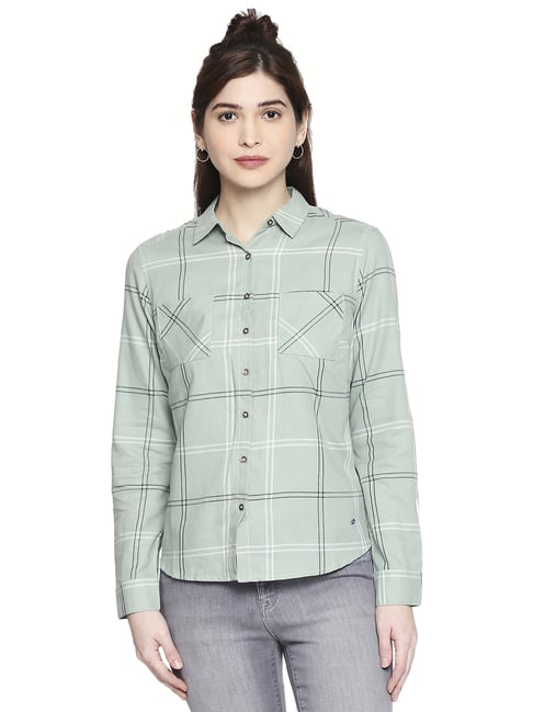 Lee Cooper Green Cotton Printed Shirt Price in India