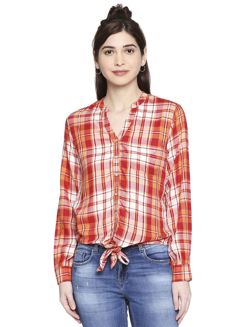 Lee Cooper Red Cotton Chequered Shirt Price in India
