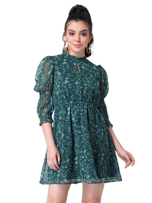 FabAlley Green Floral Print Dress Price in India