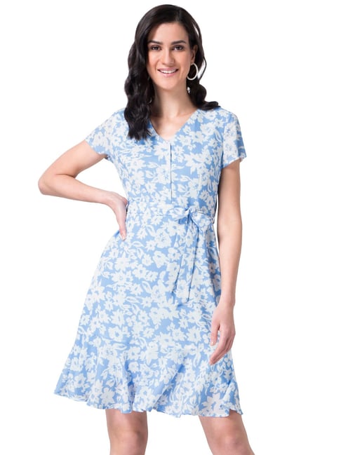 FabAlley Blue Floral Print Dress Price in India
