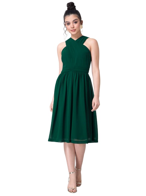 FabAlley Green Regular Fit Dress Price in India